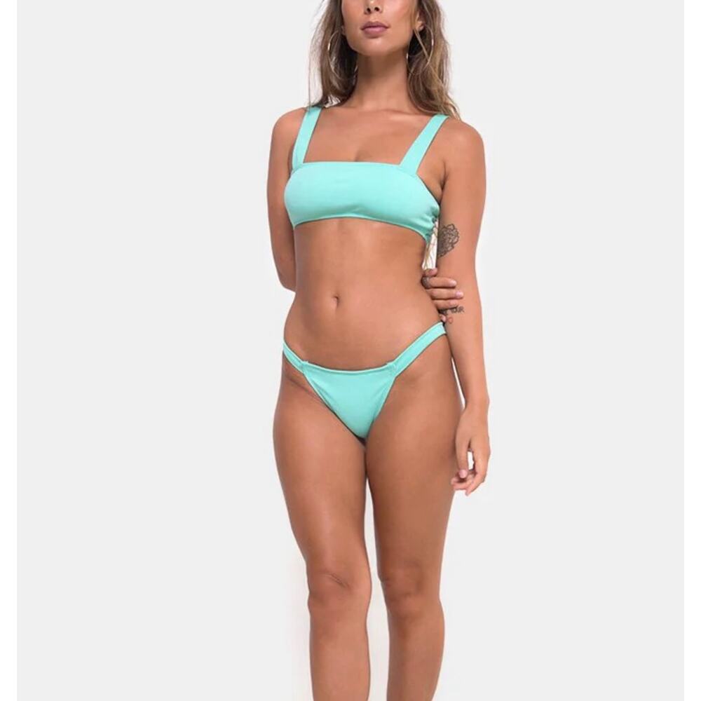 $75 NWT Motel Febe Bikini Top & bottom In Mini Rib Mint size small S